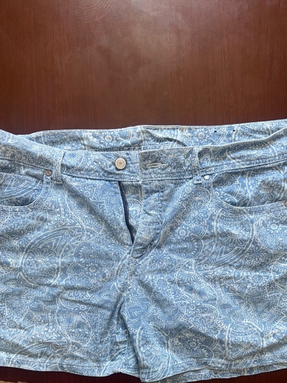Faded Glory Light Blue Paisley Denim Shorts